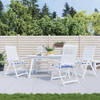 VidaXL Tuinstoelkussens 4 st gestreept 40x40x3 cm stof wit en blauw - thumbnail
