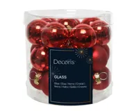 Decoris kerstballen set glas 24st kerstrood 2,5cm - thumbnail