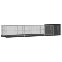 vidaXL Volière met verlengstuk 1118x303x216 cm staal zilverkleurig, vogelvolière, papegaaienkooi, grote papegaaienkooi, parkietenkooi, grote vogelkooi - thumbnail