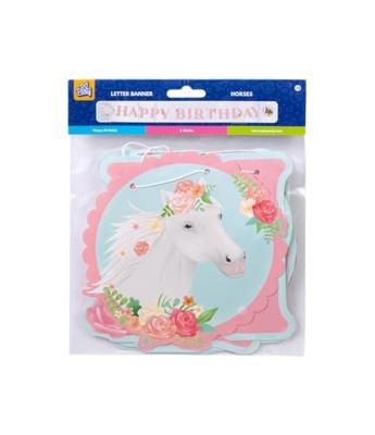 Letterslinger Happy Birthday Paarden Roze