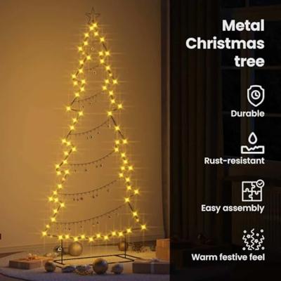 Metalen kerstboom met standaard Zwart 210 cm Staal