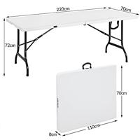 Buffettafel Tuintafel Wit Kunststof 220x70x72cm Opvouwbaar - thumbnail