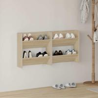 VidaXL Wandschoenenkasten 2 st 60x18x60 cm spaanplaat sonoma eiken - thumbnail