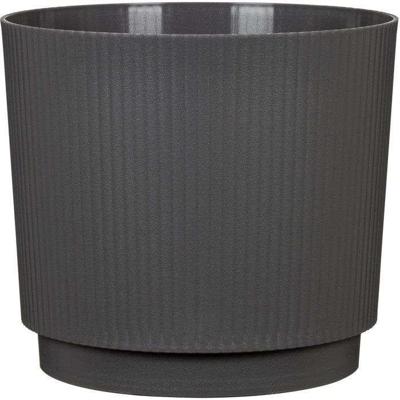 Ronde plantenpot - GARDEN ID - Lino - Ø 25 - 7 L - H 22 cm - Antraciet
