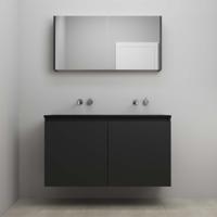 On-Line Badkamermeubelset - 120 cm - Voorgemonteerd - Greeploze Ladestructuur - Acryl Wastafel - zonder Kraangat - Spiegelkast - Mat Zwart - V01 - thumbnail