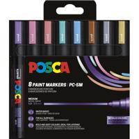 Uni POSCA paintmarker PC-5M, 1,8 - 2,5 mm, etui van 8 stuks in metallic kleuren - thumbnail