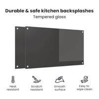 VidaXL Keuken spatscherm 2 pcs donkergrijs 90 x 50 cm gehard glas - thumbnail