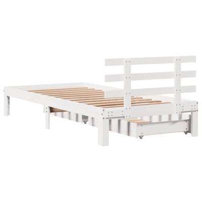 Bedframe met lades massief grenenhout wit 90x190 cm