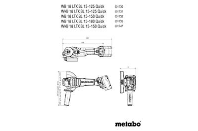 Metabo WVB 18 LTX BL 15-150 Quick | Accu Haakse Slijper | 18V | 150mm | Zonder accu en lader | in metaBOX 601747840 - thumbnail