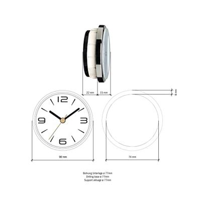 TFA Dostmann 60.3543.02 Zendgestuurde klok Zendergestuurd 90 mm x 36 mm Chroom (glanzend) Voor inbouw