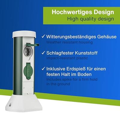 REV 0068200021 Buitenstopcontact 2-voudig Grijs, Groen - thumbnail