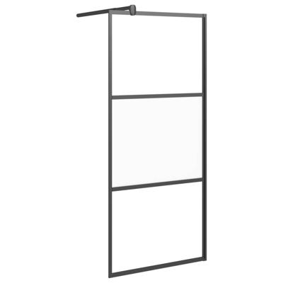 Inloopdouchewand 90x195 cm halfmat ESG-glas zwart