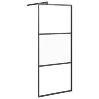 Inloopdouchewand 90x195 cm halfmat ESG-glas zwart - thumbnail