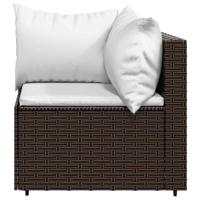 3-delige Loungeset met kussens poly rattan bruin - thumbnail