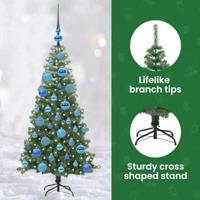 VidaXL Kerstboom met 150 led met standaard groen 120 cm pvc - thumbnail