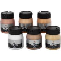 Schjerning Hobbyverf metallic, afm 5102, 5104, 5106, 5108, 5109, 5110, metallic kleuren, 6x250 ml/ 1 doos - thumbnail