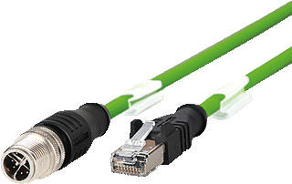 Metz Connect 142M2X15050 M12 Netwerkkabel, patchkabel CAT 6A S/FTP 5.00 m Groen PUR-mantel, Zuurbestendig, Ozonbestendig, UV-bestendig, Geschikt voor