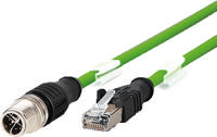 Metz Connect 142M2X15050 M12 Netwerkkabel, patchkabel CAT 6A S/FTP 5.00 m Groen PUR-mantel, Zuurbestendig, Ozonbestendig, UV-bestendig, Geschikt voor - thumbnail