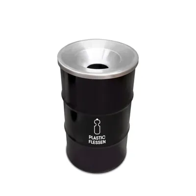 Olievat prullenbak 120L - Plastic flessen - Met vlamwerend deksel