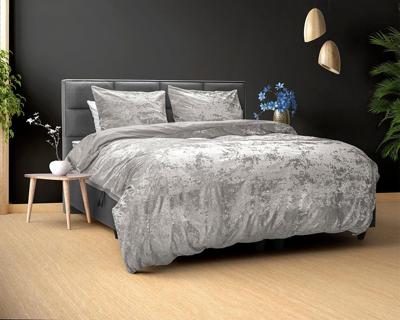 RoyalTextile - Crushed Velvet Dekbedovertrek - Katoen - Metallic Silver - 200 x 220