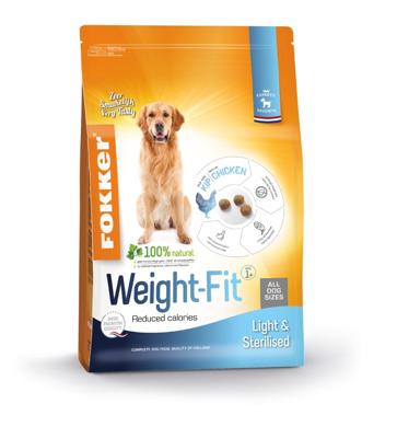 Fokker Weight-Fit Light & Sterilised hondenvoer 2 x 13 kg