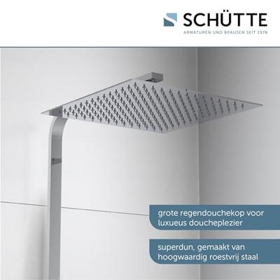 Regendouche Opbouwset Thermostatisch Schutte Ocean 3 Functies Glazen Planchet Chroom Antraciet Schütte