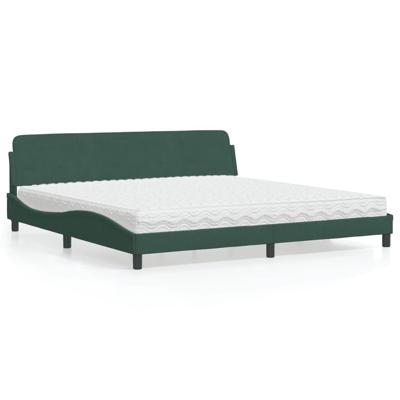 Bed met matras fluweel donkergroen 200x200 cm