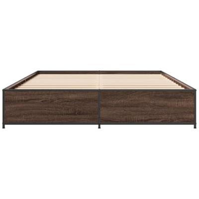 Bedframe bewerkt hout metaal bruin eikenkleur 140x190 cm