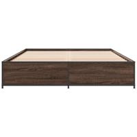 Bedframe bewerkt hout metaal bruin eikenkleur 140x190 cm - thumbnail