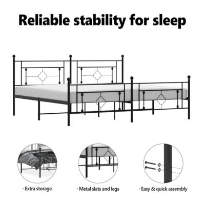 Bedframe met hoofd- en voeteneinde metaal zwart 193x203 cm