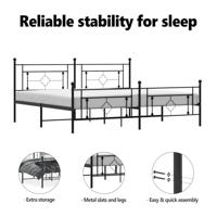 Bedframe met hoofd- en voeteneinde metaal zwart 193x203 cm - thumbnail