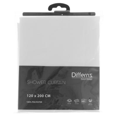 Differnz Color douchegordijn verzwaarde onderzoom 100% Polyester wit 120 x 200 cm
