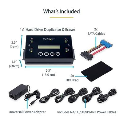 StarTech.com 1:1 Standalone Hard Drive Cloner & Wisser, USB Thumb Drive en SATA HDD/SSD Disk Kloner & Disk Eraser, LCD display, TAA Compliant, OS Onafhankelijk (SU2DUPERA11)
