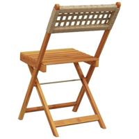 Bistrostoelen 2 st massief acaciahout en poly rattan beige - thumbnail