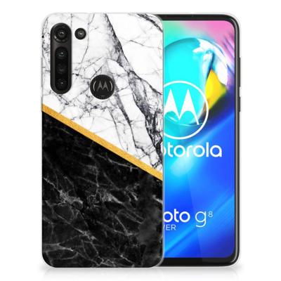 Motorola Moto G8 Power | TPU | Siliconen hoesje | Marmer Wit Zwart - Origineel Cadeau Man