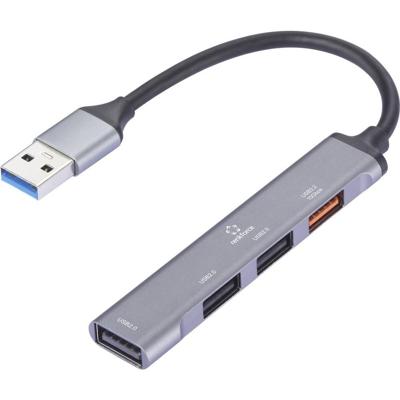 Renkforce RF-USBH-200 USB-hub 4 poorten Met aluminium behuizing Grijs
