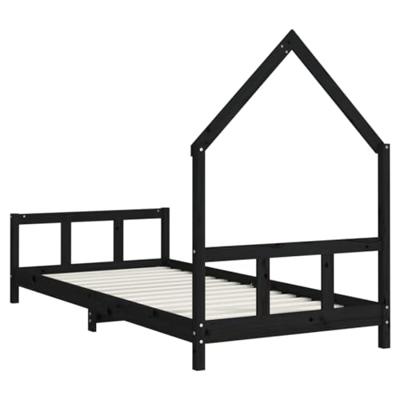 Kinderbedframe 90x190 cm massief grenenhout zwart