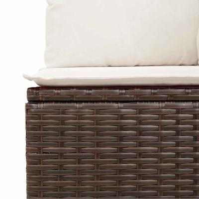 4-delige Loungeset met kussens poly rattan bruin - thumbnail