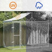 Hondenkennel met dak 3x1,5x2,5 m gegalvaniseerd staal zilver - thumbnail