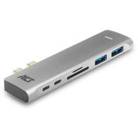 ACT USB-C Thunderbolt 3 naar HDMI female multiport adapter 4K, USB-C, 2x USB-A, cardreader, PD pass - thumbnail