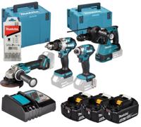Makita dlx4196jx1 | lxt accu combiset 18v ddf489 + dtd173 + dhr243 + dga504 in 2 mboxen (3x 5.0ah accu + lader) - dlx4196jx1 - thumbnail