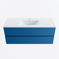 MONDIAZ VICA 120cm badmeubel onderkast Jeans 2 lades. Wastafel DENIA midden 1 kraangat, kleur Glanzend Wit. - thumbnail