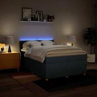 Boxspring met matras stof blauw 140x190 cm - thumbnail