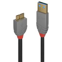LINDY 36767 2 m USB 3.0 Type A naar Micro-B kabel, Anthra Line - thumbnail