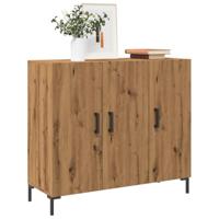 Dressoir 90x34x80 cm bewerkt hout artisanaal eikenkleurig - thumbnail