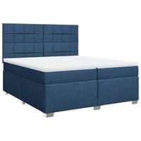 Boxspring met matras stof blauw 200x200 cm - thumbnail