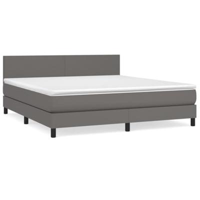Boxspring met matras kunstleer grijs 160x200 cm