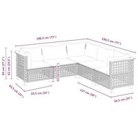 5-delige Loungeset met kussens poly rattan beige - thumbnail