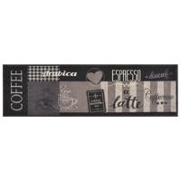 Keukenmat wasbaar koffieprint 45x150 cm fluweel zwart - thumbnail