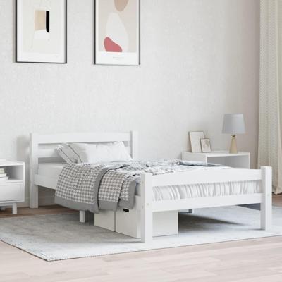 Bedframe massief grenenhout wit 90x200 cm